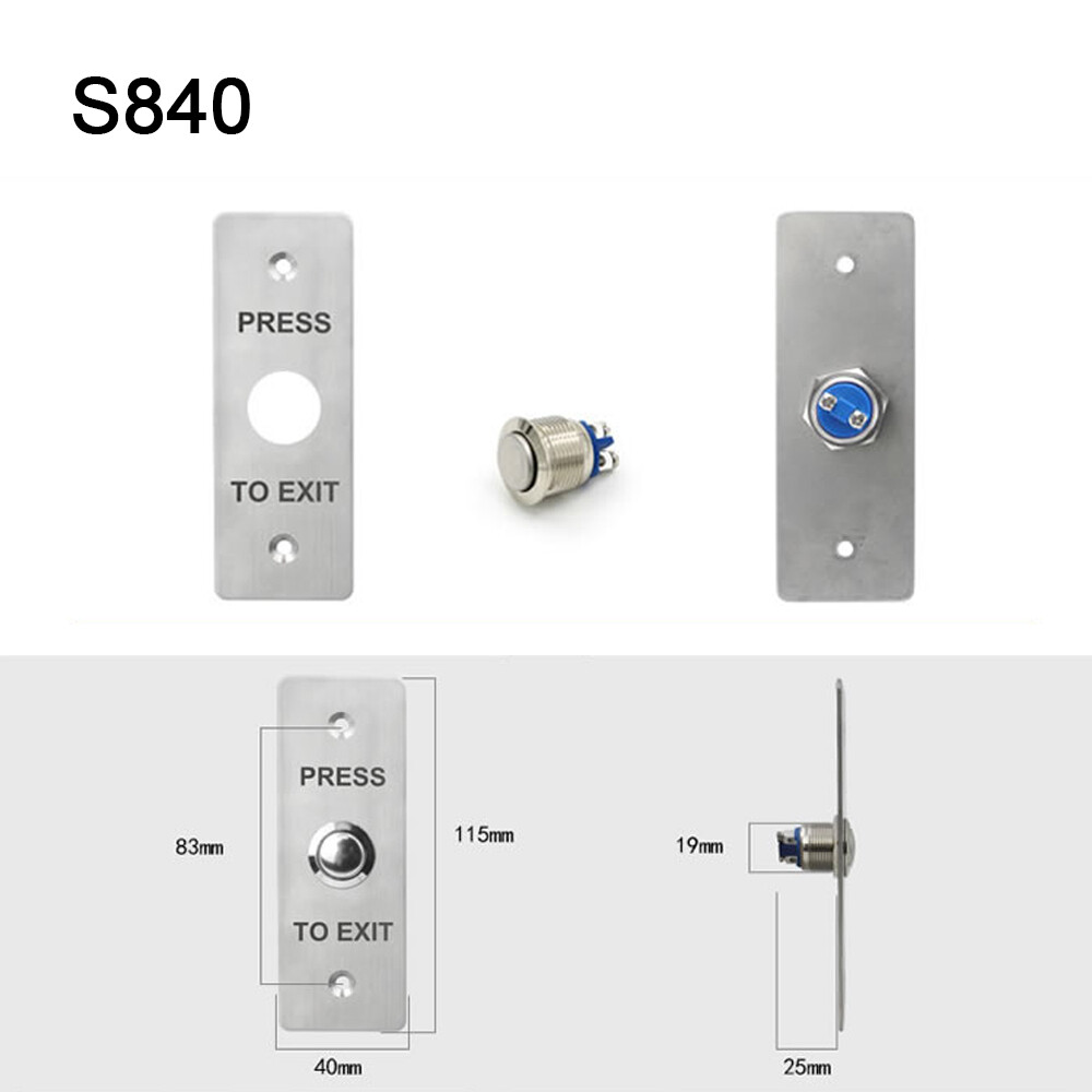 12V Stainless Steel Self Resetting Thick Panel Access Switch and Exit Button