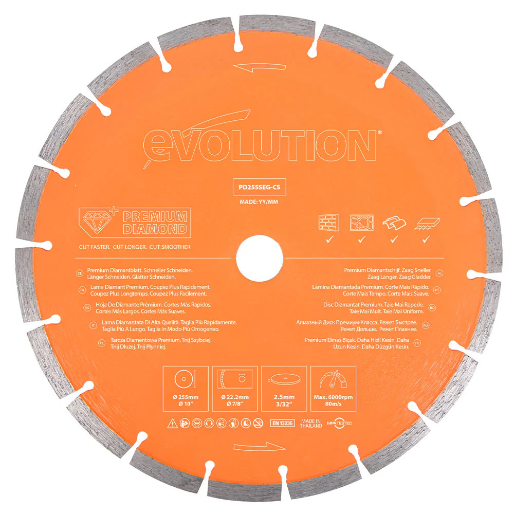 Evolution PD255SEG-CS Segmented Edge Premium Diamond Saw Blade, 10 Inch