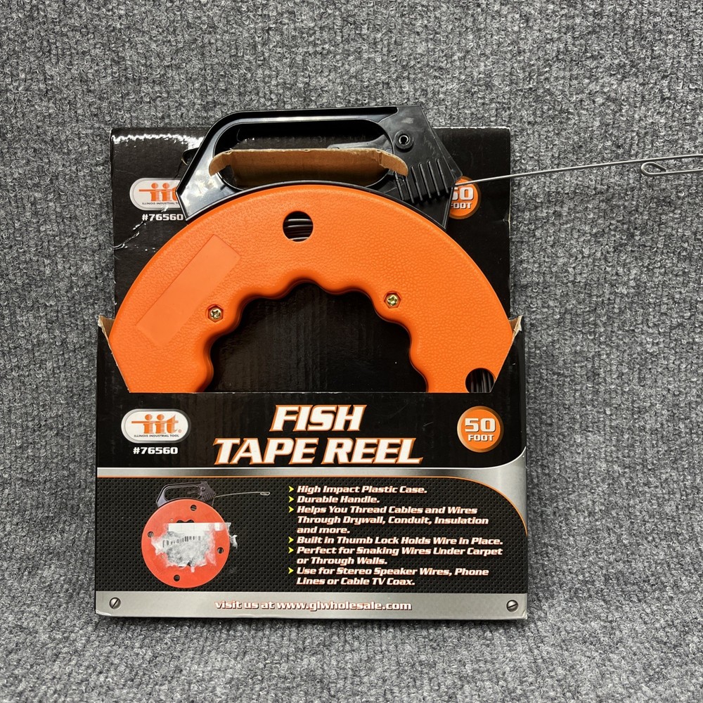 IIT Fish Tape Reel 50' Foot Cable & Wire Pulling Tool Home Electrical Tools