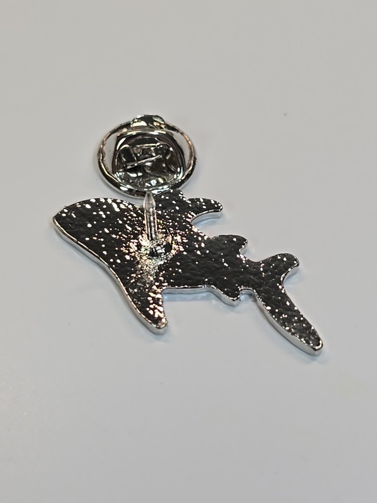 Skeleton Fish Lapel Pin Black & Silver Colors