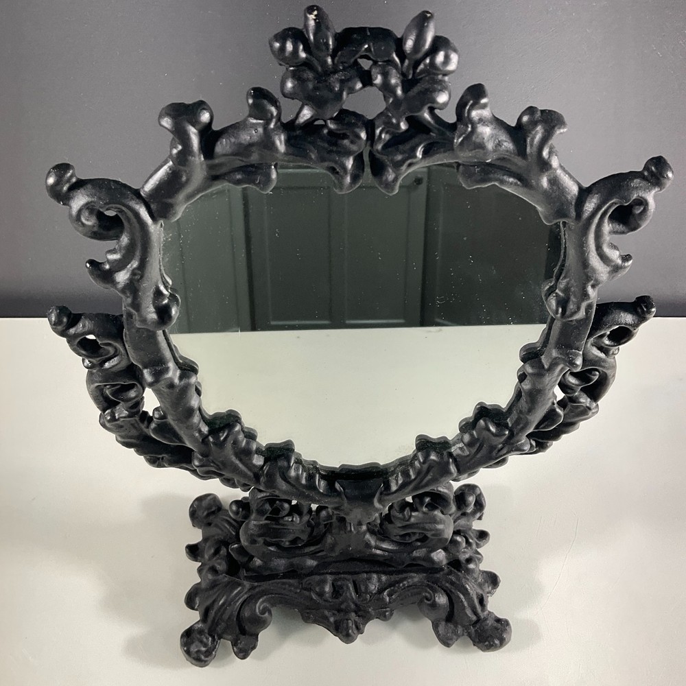 Antique Victorian Cast Iron Vanity Table Mirror