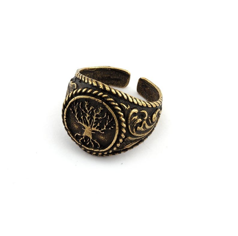 Tree Ring Antique Bronze Plated Brass (9US - 12US inner size Adjustable ) 1009