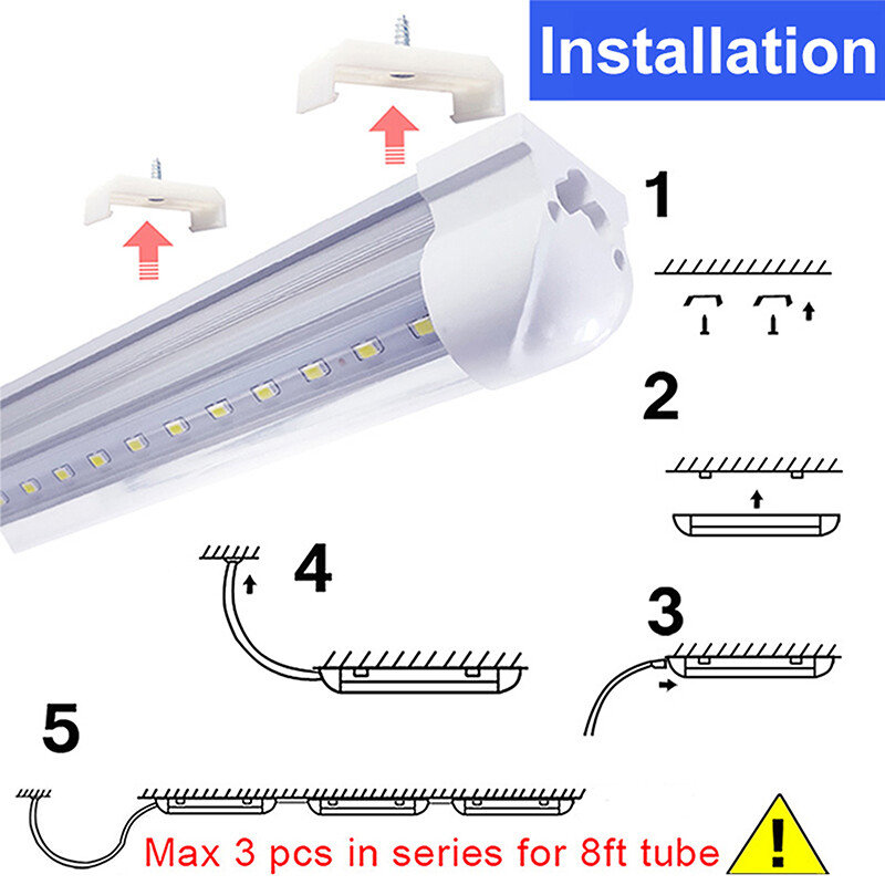 25 Pack 8 Foot LED Shop Light Fixture 8FT T8 LED Tube Light 8' 100W Garage Light