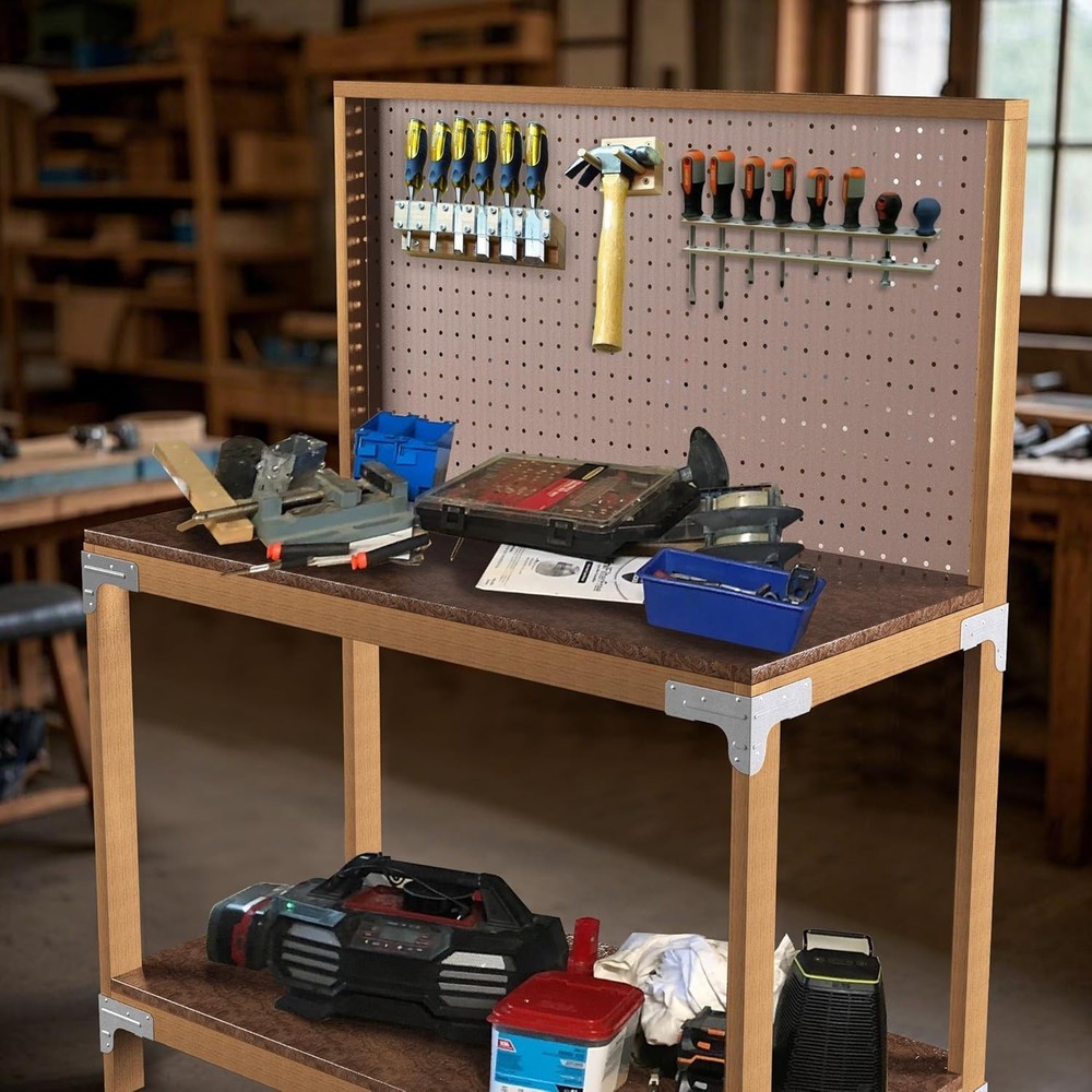 Workbench and Shelving Hardware Kit - Galvanized Steel Workbench Corner Brack...