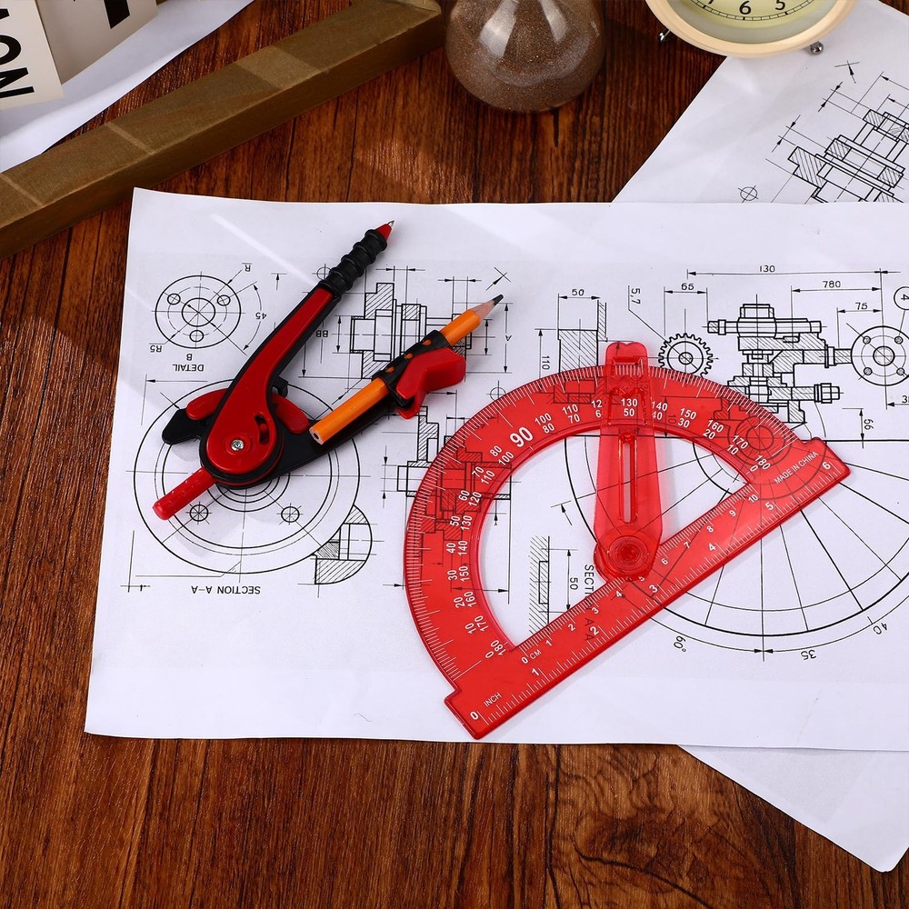 Zonon Student Protractor and Compass Set, Geometry Math Set Red