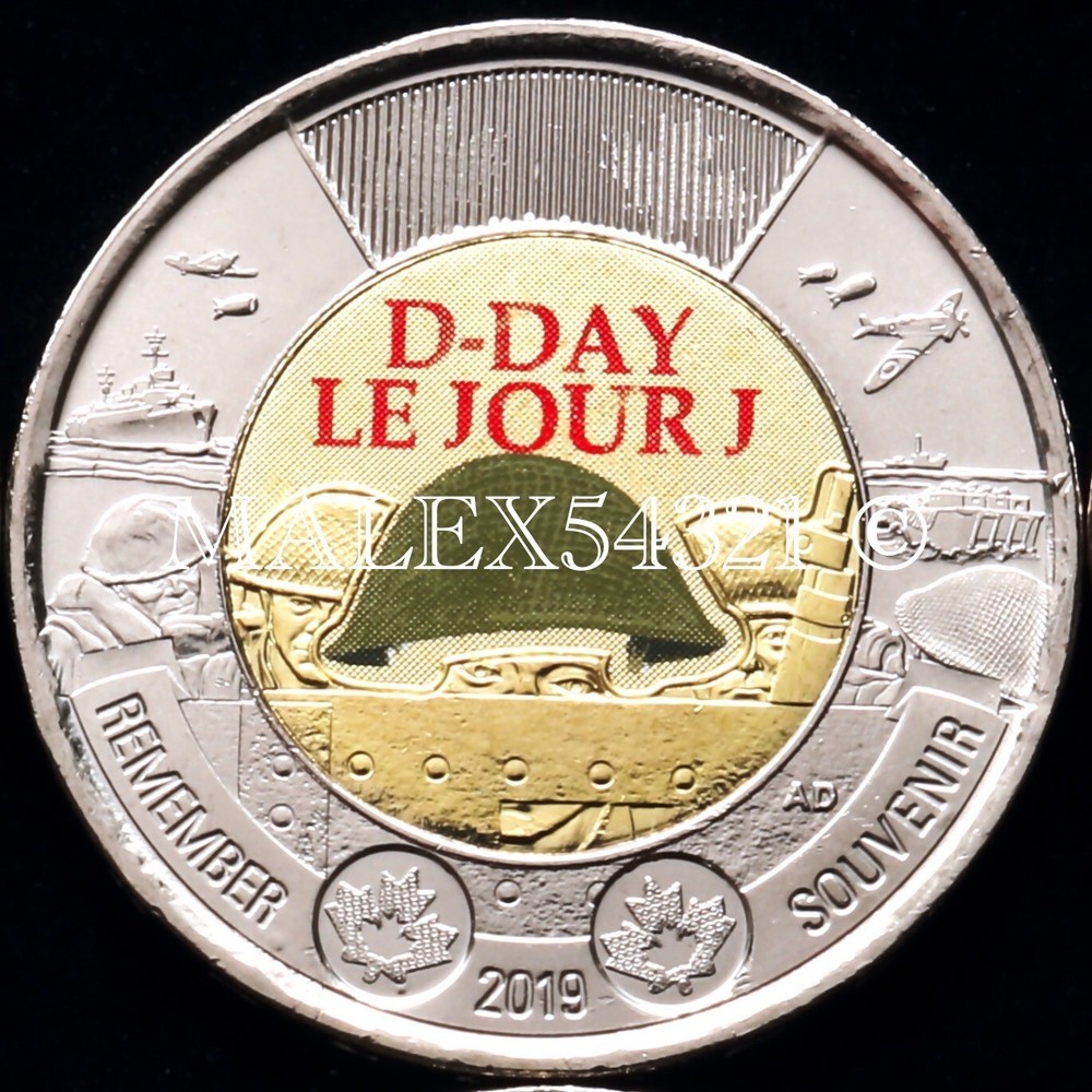 🇨🇦 ​CANADA 2019 COLOURED "D-DAY" 2 DOLLARS UNCIRCULATED