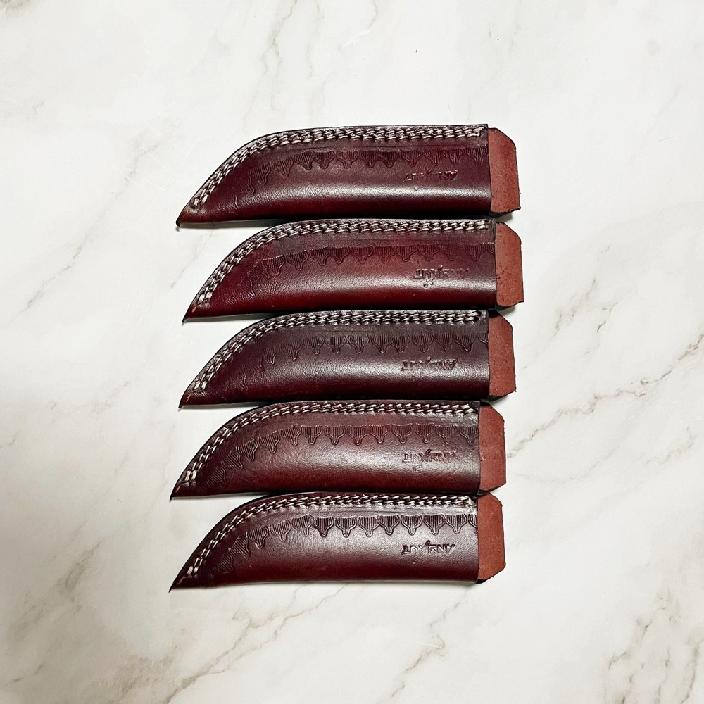 5 Pack - Hand Crafted 8 in Fixed Blade Leather Sheath Vertical Holster Belt Loop