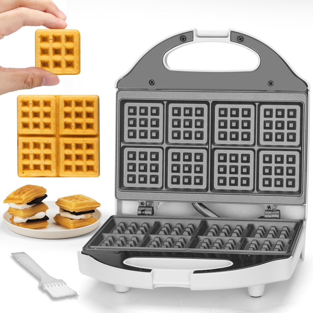 Square Waffle Maker, 2 x 4" Mini Classic Waffles Maker Machine, Waffle Iron, ...