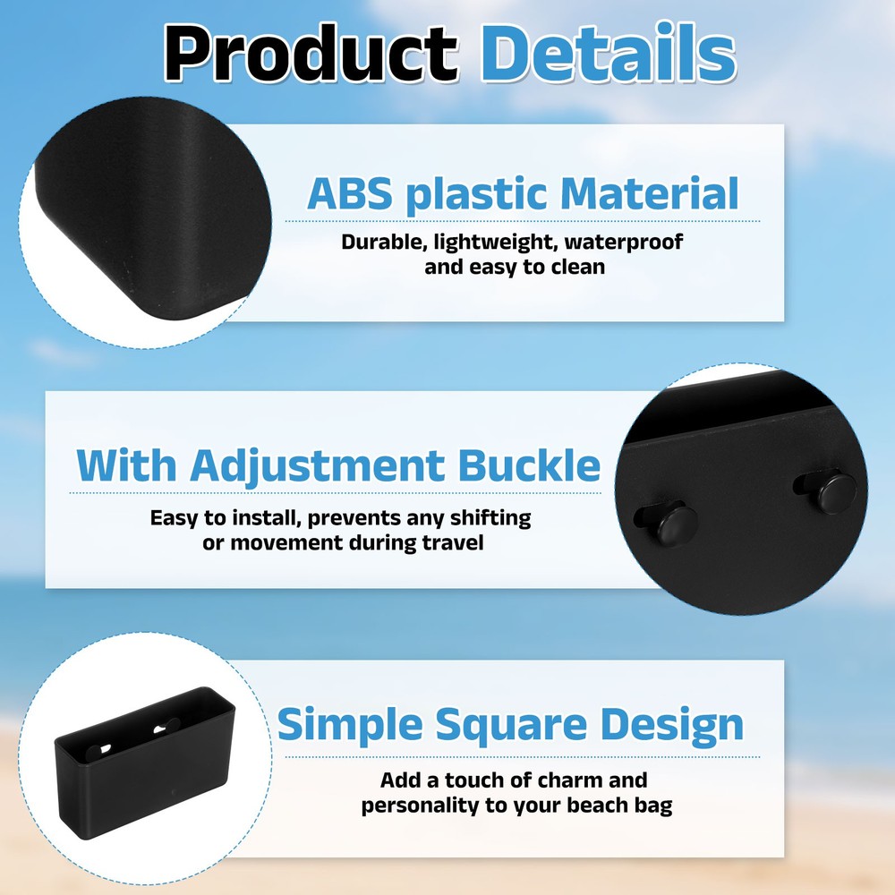 Organizer Holder for Beach Bag, Plastic Insert Holder Charm, Black