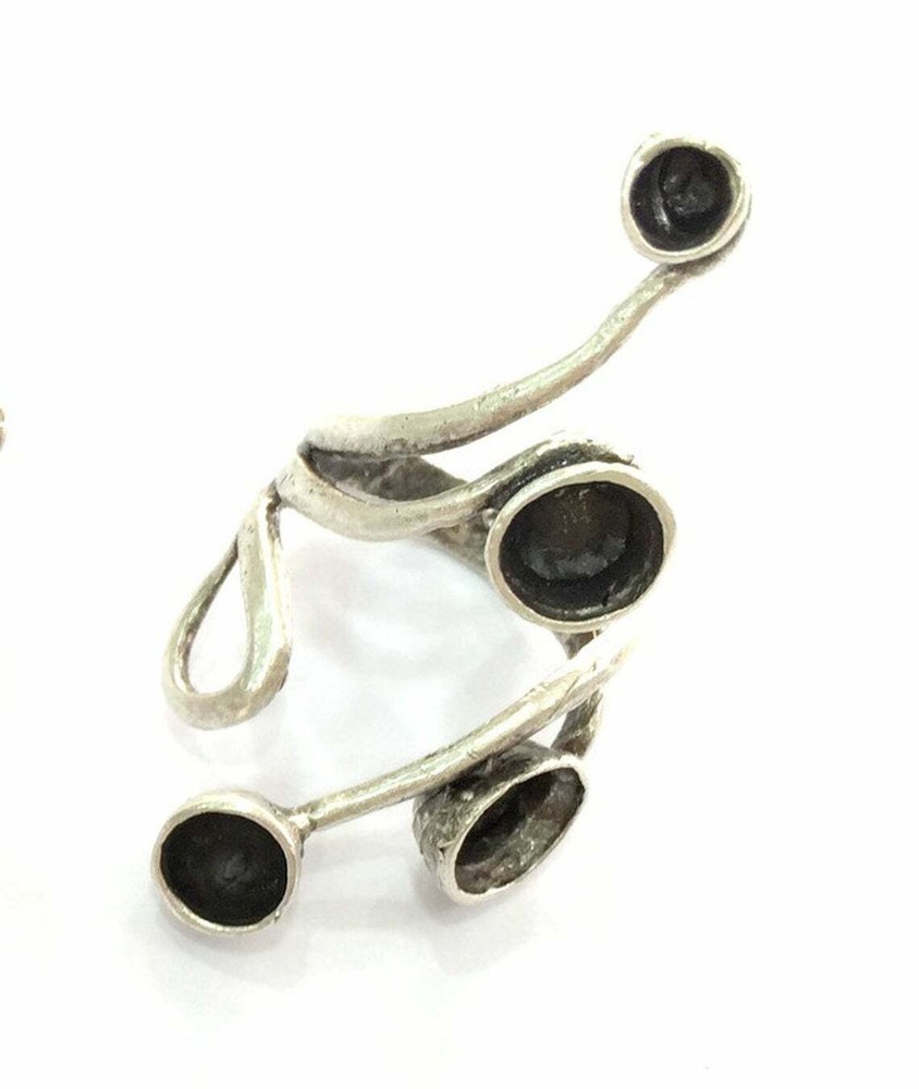 Ring Blank Setting Base Bezel Cabochon Antique Silver Plated Brass G3501