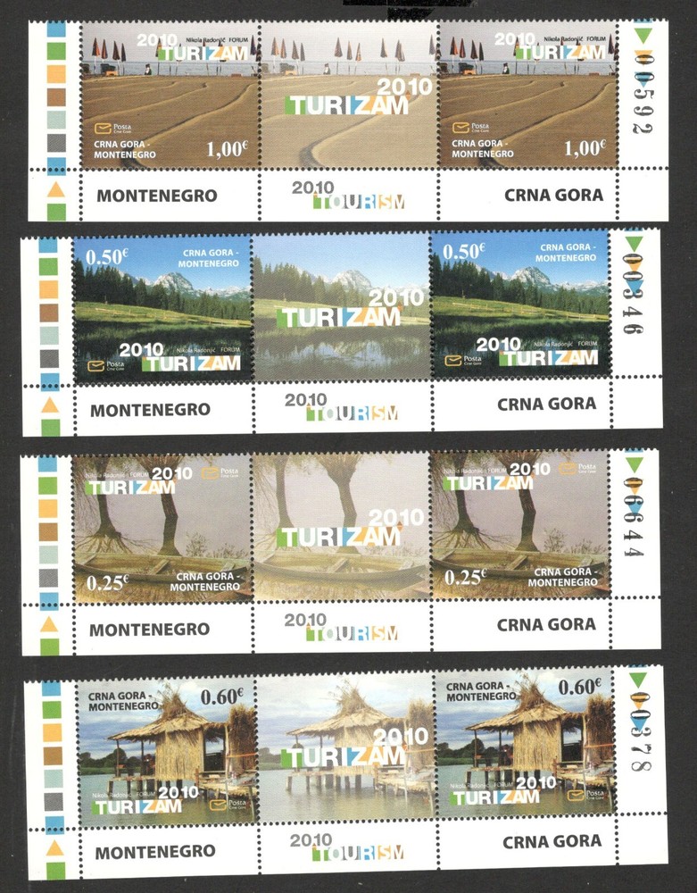 MONTENEGRO - MNH STRIP - TOURISM - 2010.