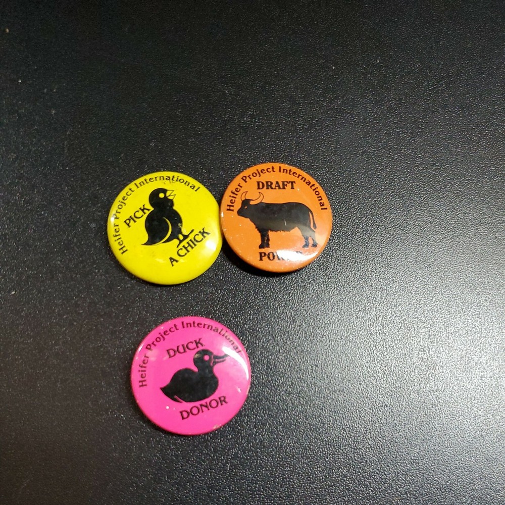 Heifer Project International Pins Chick, Duck, steer