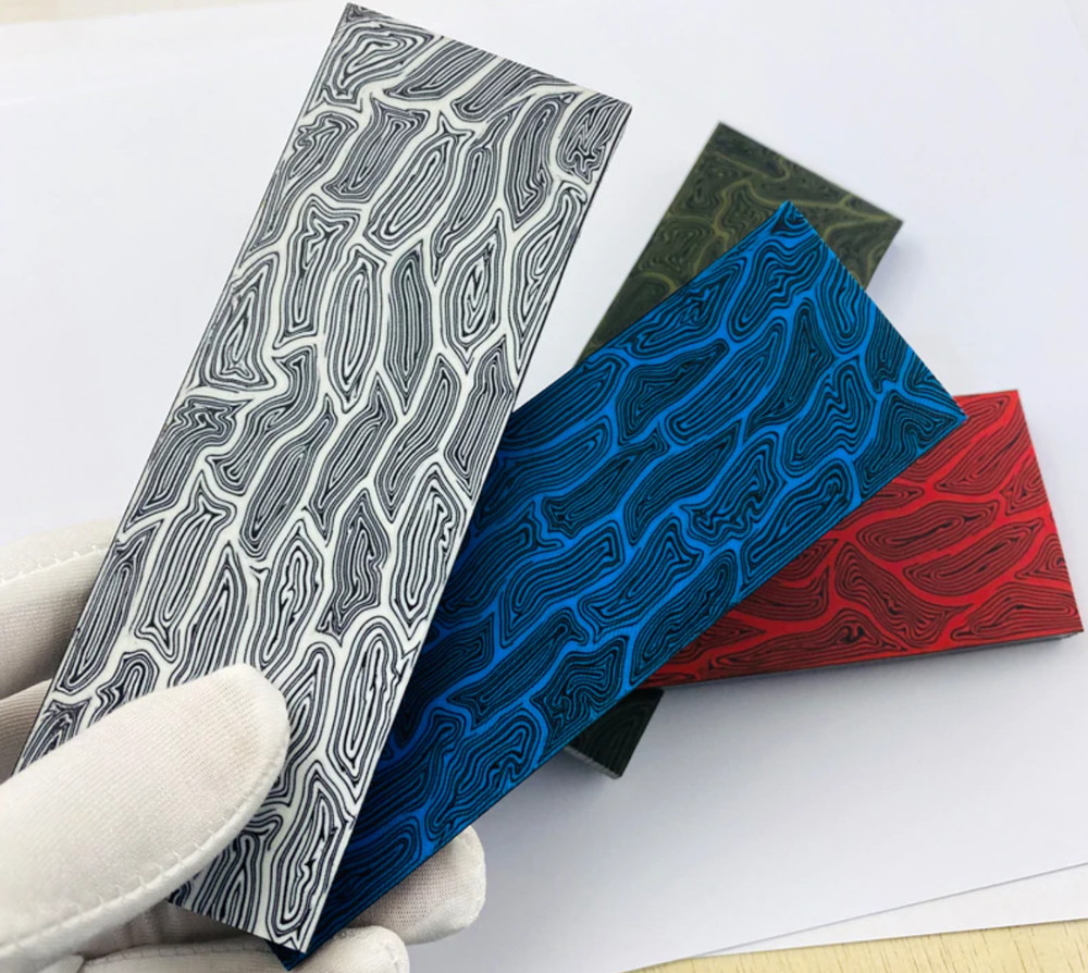 2 PIECES G10 Knife Handle Material Blanks Scales Composite Damascus Pattern DIY