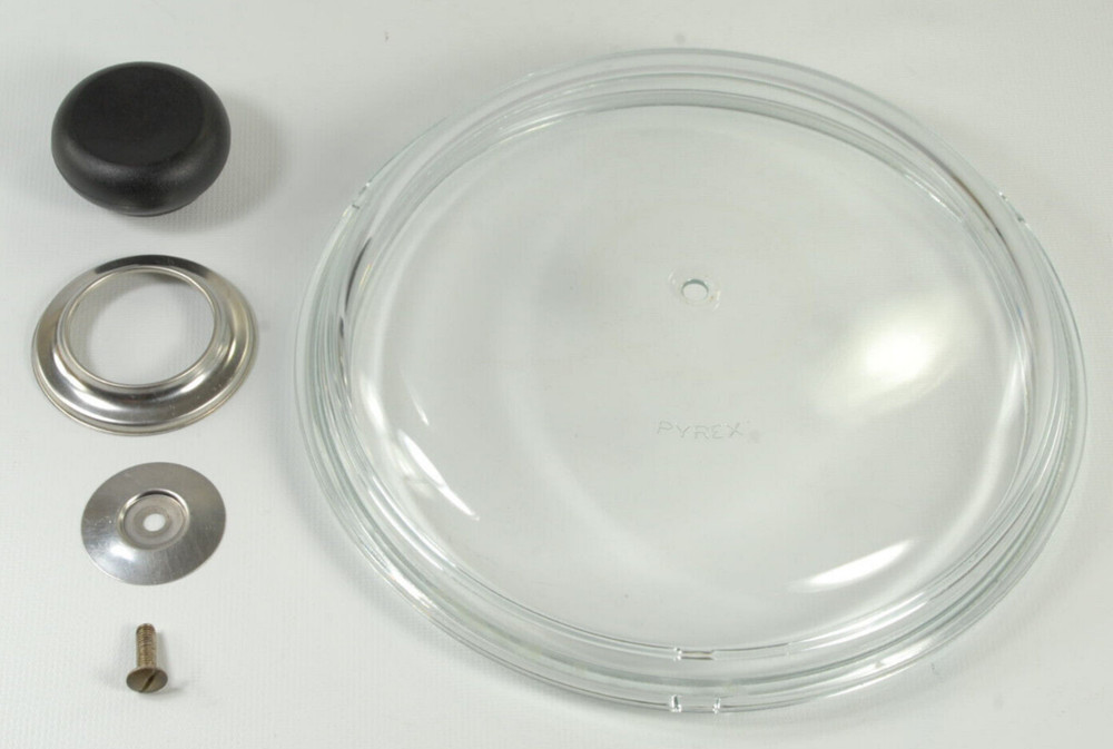 PYREX Glass Replacement Pot Lid Black Plastic Removable H Knob 7.75"