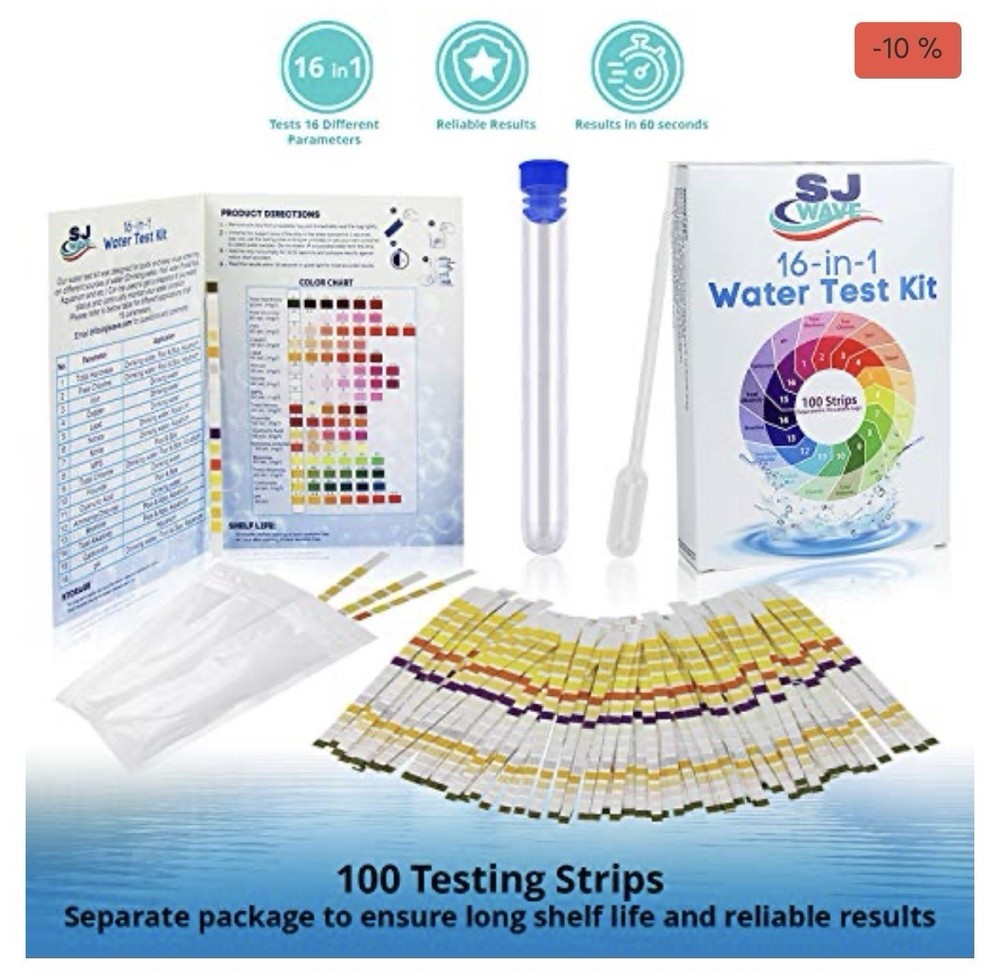 16 in 1 Drinking Water Testing Kits - 100 Strips (10 Strips Per Pouch) NIB