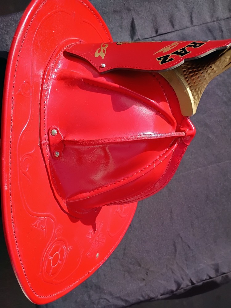 leather firefighter helmet