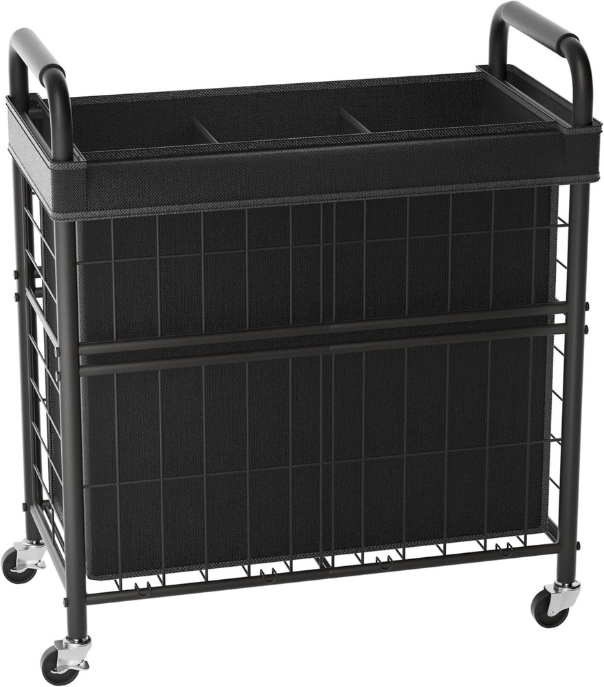 Laundry Hamper 3 Section 145L Rolling Laundry Sorter Basket W/ Wheels