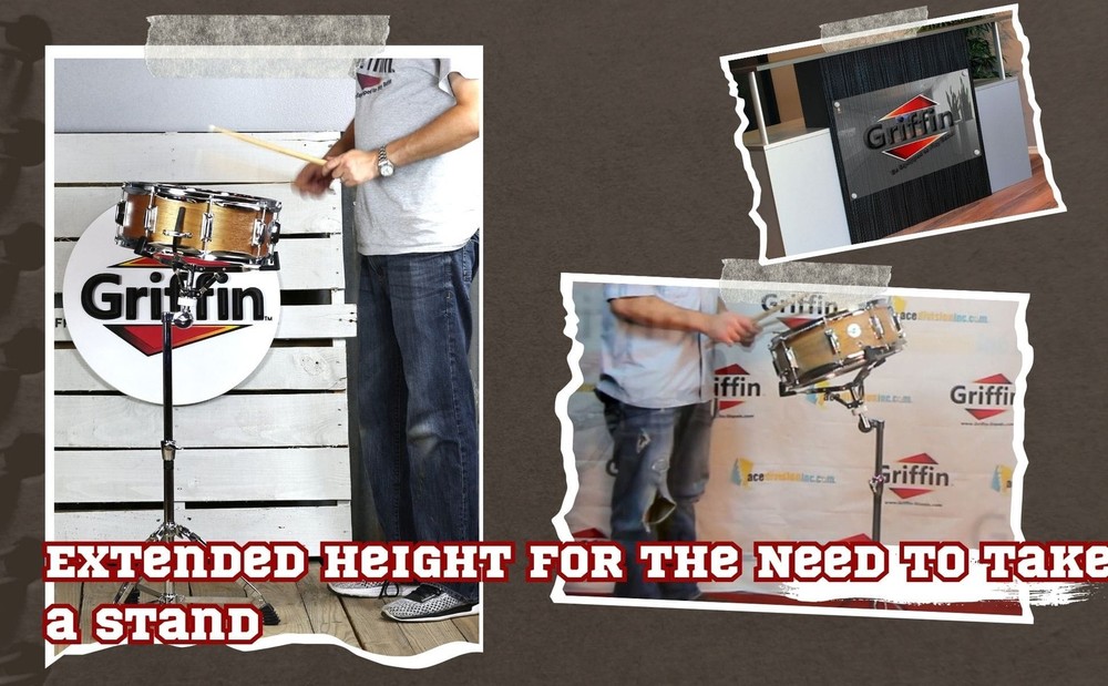 GRIFFIN Concert Stand Drum Stands 2-PACK | Adjustable Percussion Hardware Holder