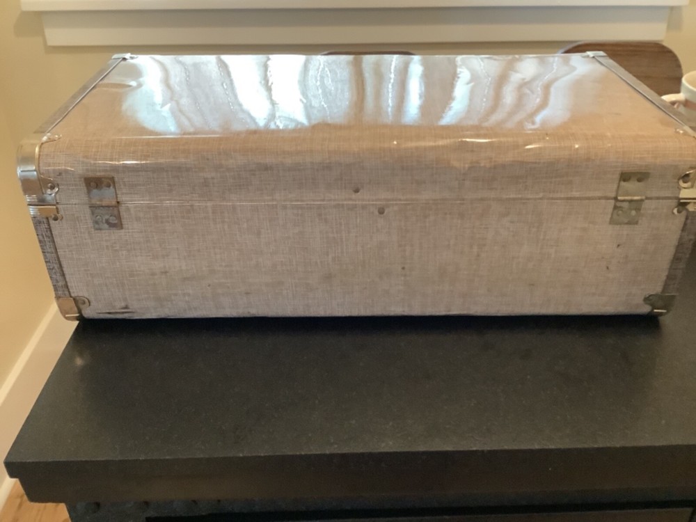 Vintage Lightweight Metal Trunk Silver Hardware