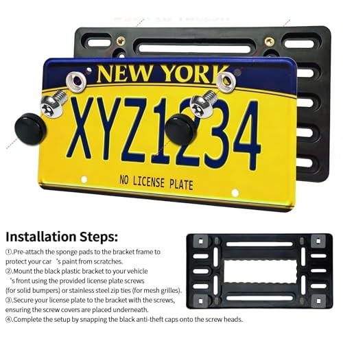Front License Plate Bracket Holder, No Drill License Plate Bracket, Universal