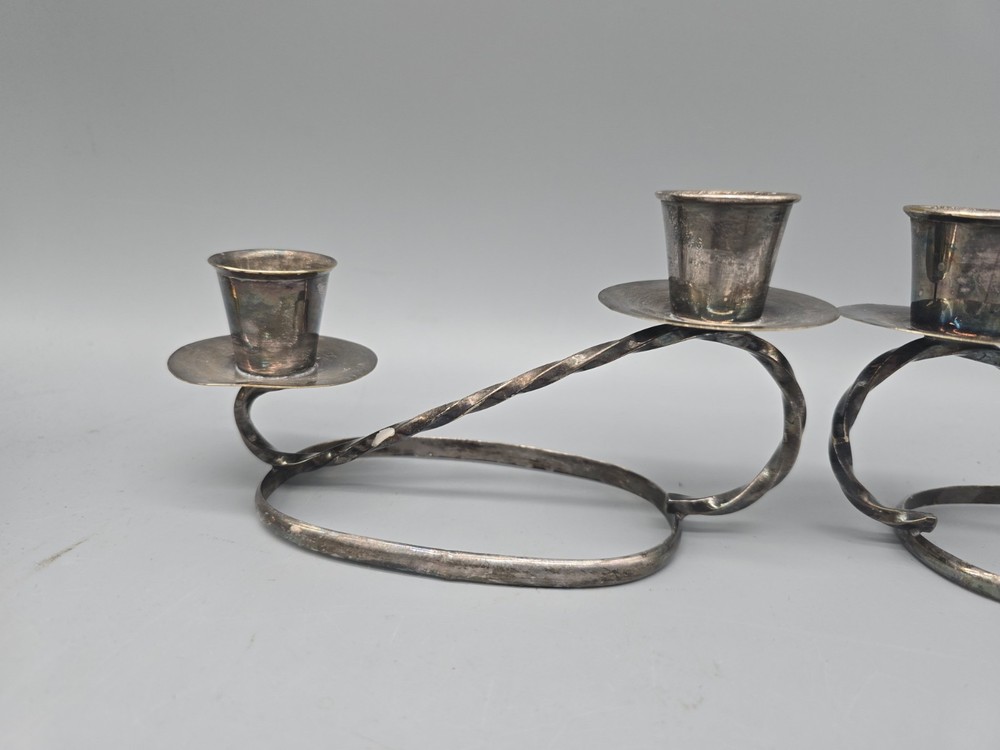 Vintage Modern Silver Plate Candelabra Pair