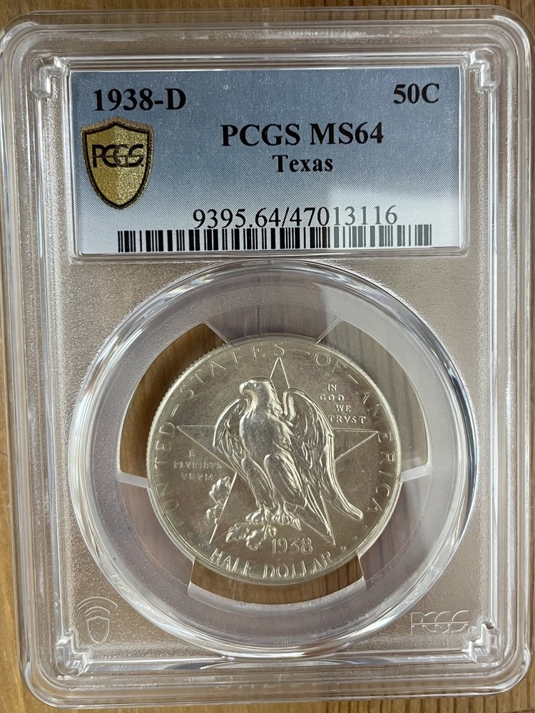 1938 D Texas Commemorative Silver Half Dollar PCGS MS64 Gold Shield