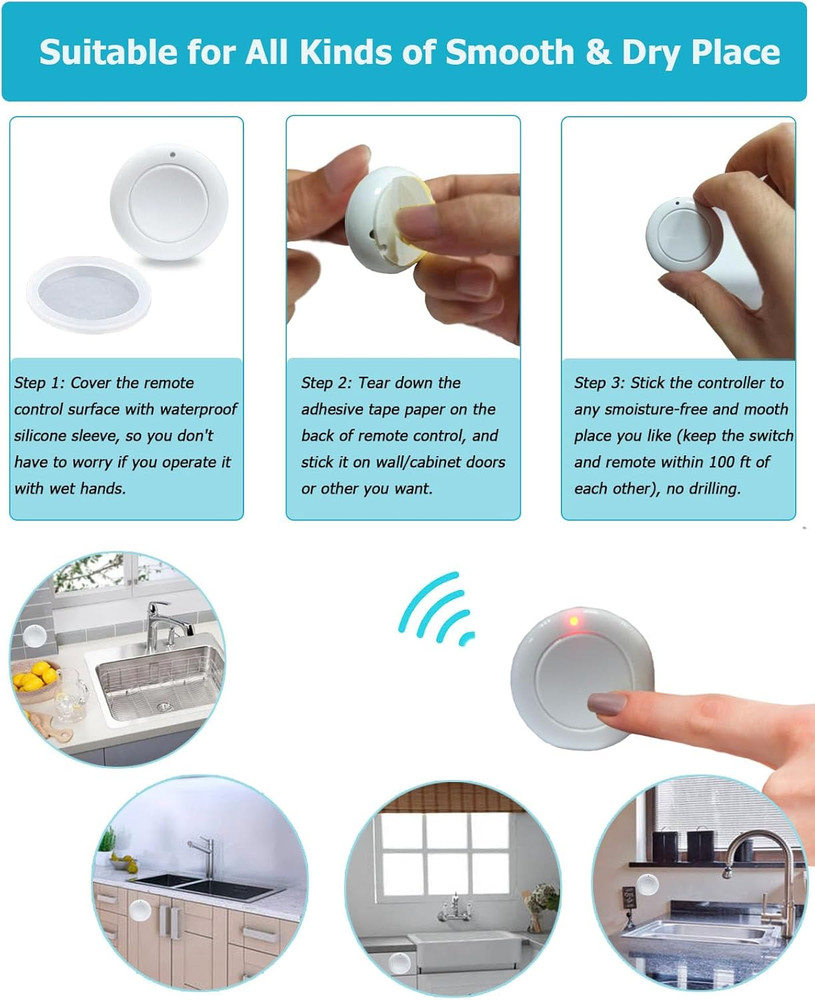 Disposal Sink Top Switch, Garbage Disposal Wireless Switch - Remote Control-No D