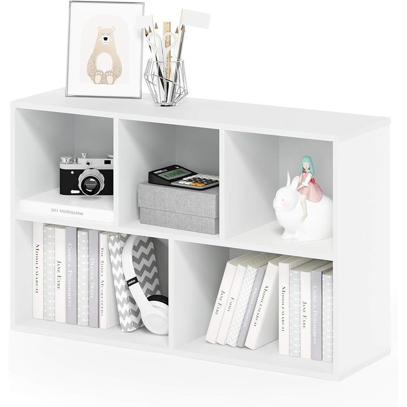 Modern 5 Cube Bookshelf Sturdy Engineered Wood Storage Unit Home Office New