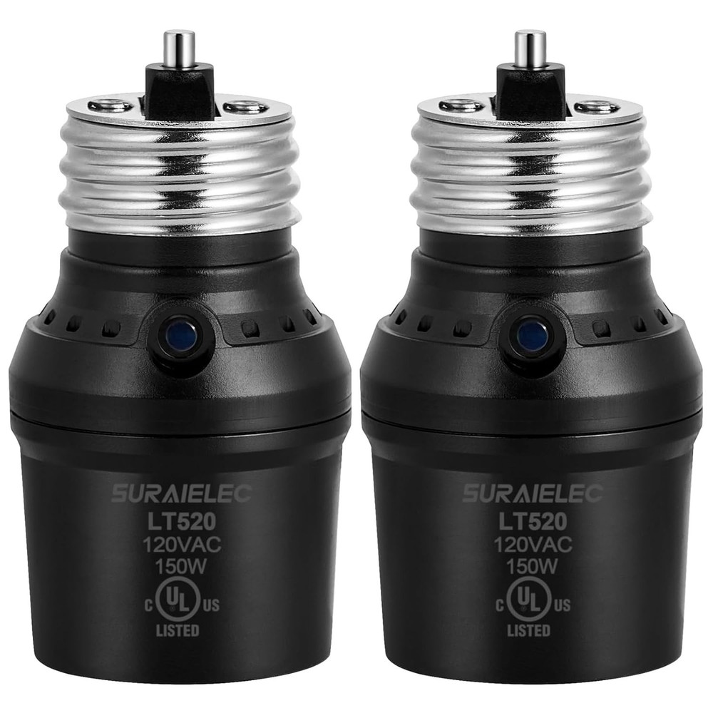 2 Pack Automatic Dusk to Dawn Light Socket, Light Sensor Socket, 360° Rotation