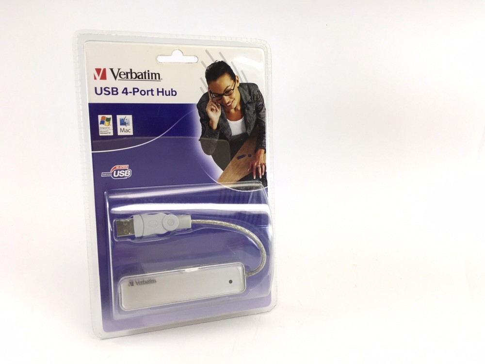 High speed Verbatim 4-port USB Hub Mac Or Windows NIB