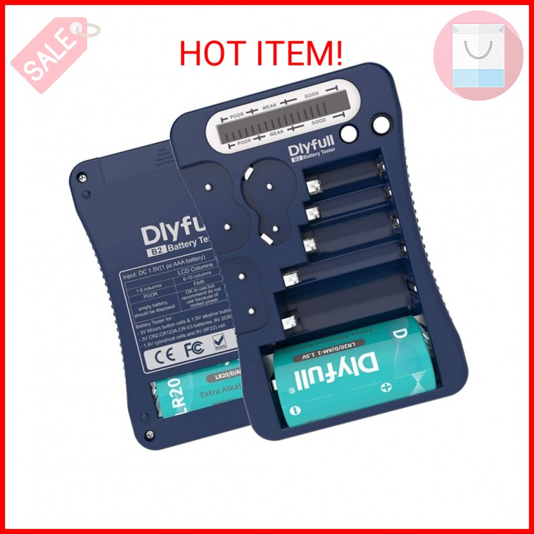 Battery Tester, Dlyfull LCD Display Universal Battery Checker for AA AAA C D 9V