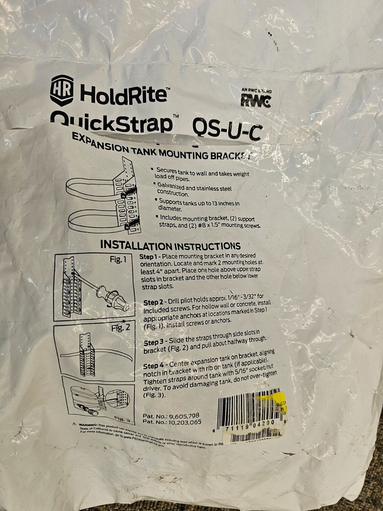 HoldRite QuickStrap QS-U-C Expansion Tank Mounting Bracket Universal For 13"
