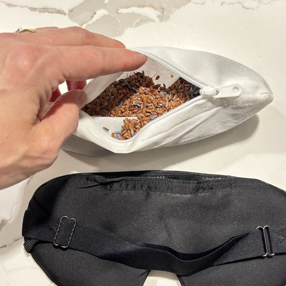 Weighted Black Sleep Mask with Removable Pouch Adjustable Straps Carry Case
