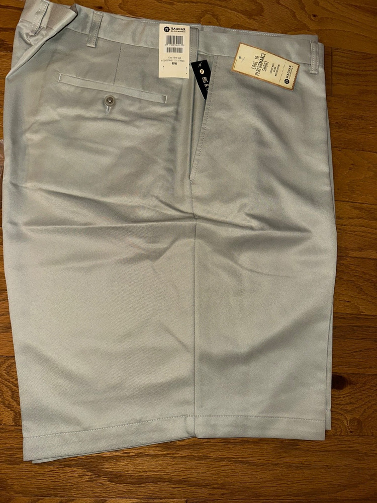 NWT Haggar Performance Cool 18 Zip Plain Front Shorts Men’s Gray sz 46