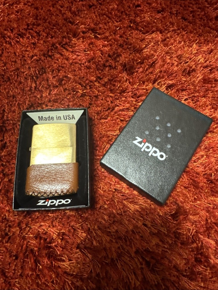 Zippo 204B Classic Brushed Brass Plated Plain Body Windproof Pocket Lighter