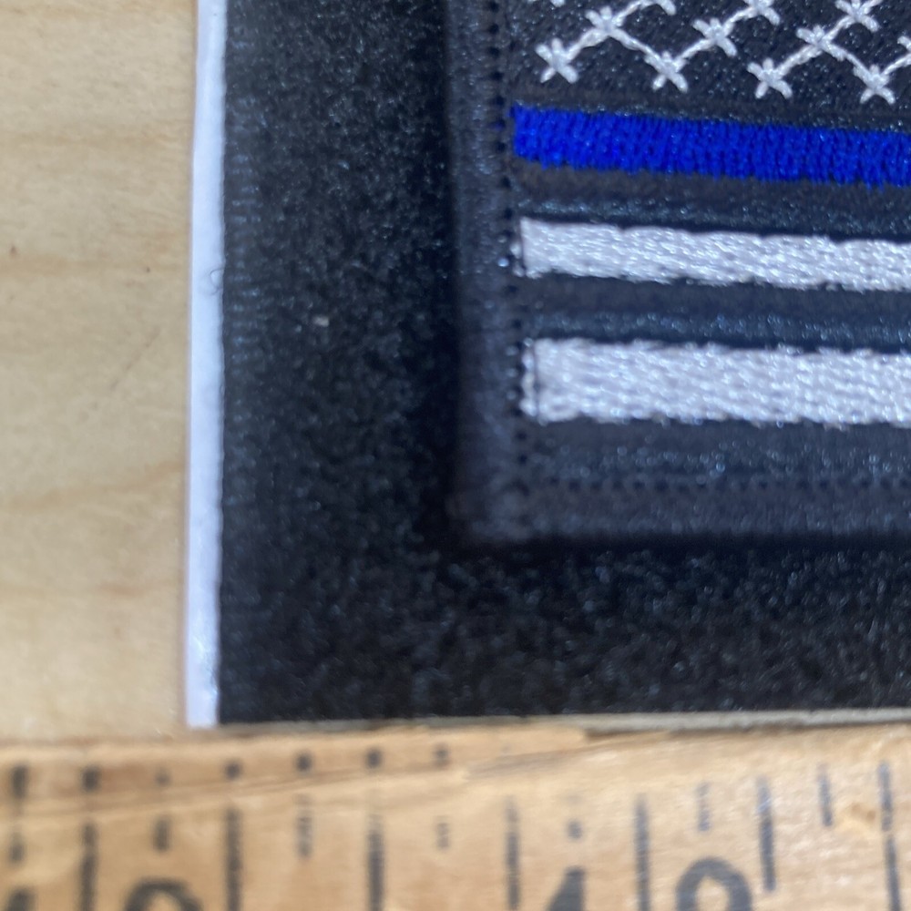 Thin Blue Line US Flag Patch 3"x2" Hook And Loop