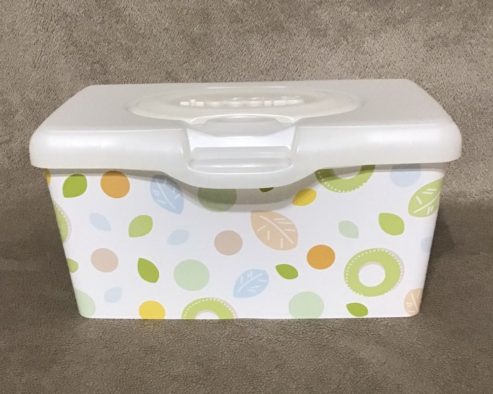 Huggies Empty Wipe Container Pop Top Leaves And Circle Design Refillable