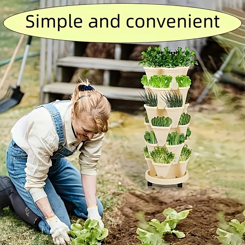 5-Tier Stackable Planters Vertical Planter Garden Flower Pot Planting Container