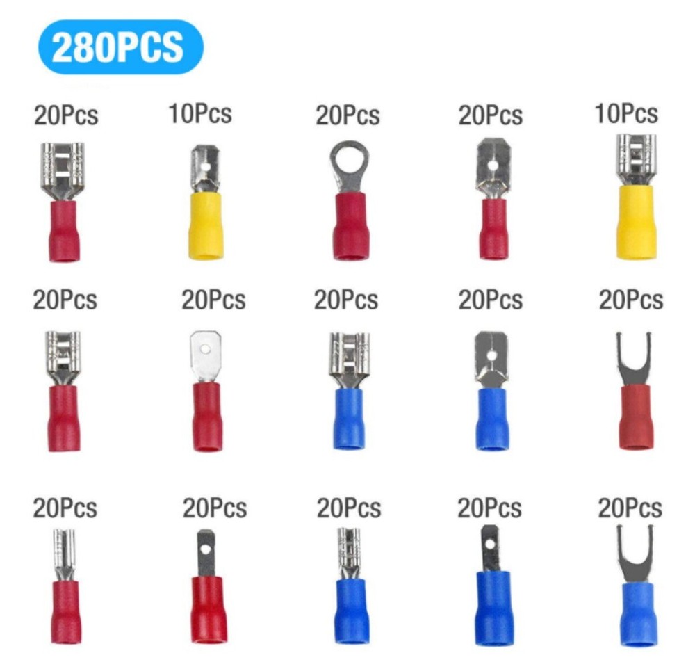 480 PC ASSORTED INSULATED ELECTRICAL WIRE TERMINAL CRIMP CONNECTOR SPADE SET KIT