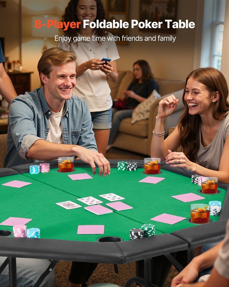Durable Octagonal 48in Poker Table for 8 Foldable for Easy Storage