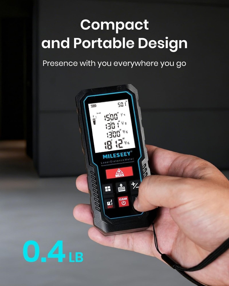 Compact 229ft Laser Measure Device with Angle Sensor & Energy-Saving Features