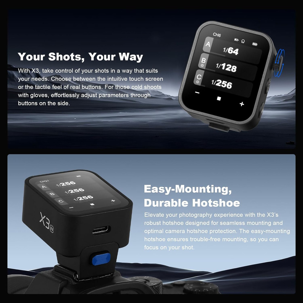 X3N TTL Wireless Flash Trigger for Nikon - Touch Screen OLED, TCM Conversion