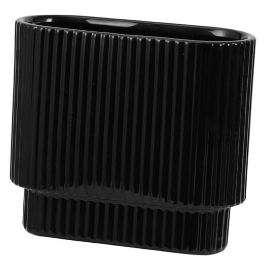 Ceramic Vase for Flowers, Decorative Boho Vase for Medium Rectangle Black