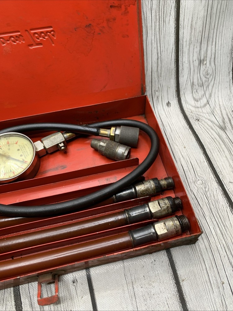 Vintage Snap-On Tools Compression Gauge w/Red Metal Case