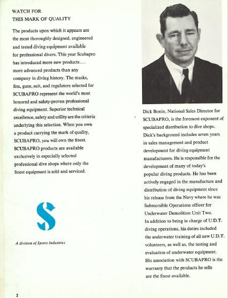 Copy from the second Scubapro Catalog from 1963