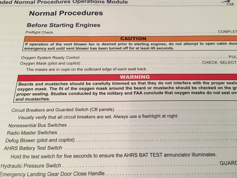 BeechJet 400A Expanded Normal Procedures Operations Booklet Manual