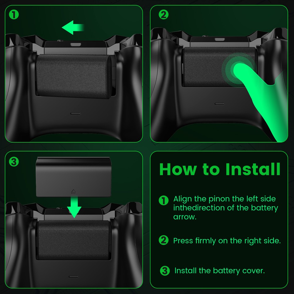 2 x 3600mAh Rechargeable Battery Pack For XBox One Controller+USB Charging Cable