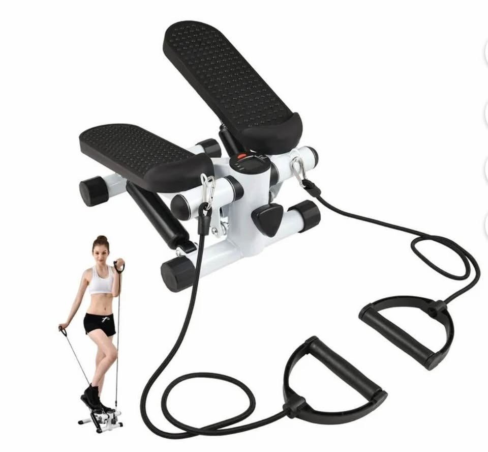 Mini Stepper for Exercise with Resistance Bands - White