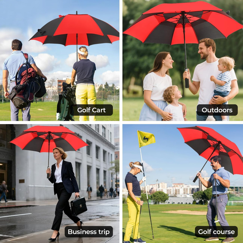 Automatic Open Golf Umbrella 54/62/68/72 Inch Extra Large Windproof Vented Doubl