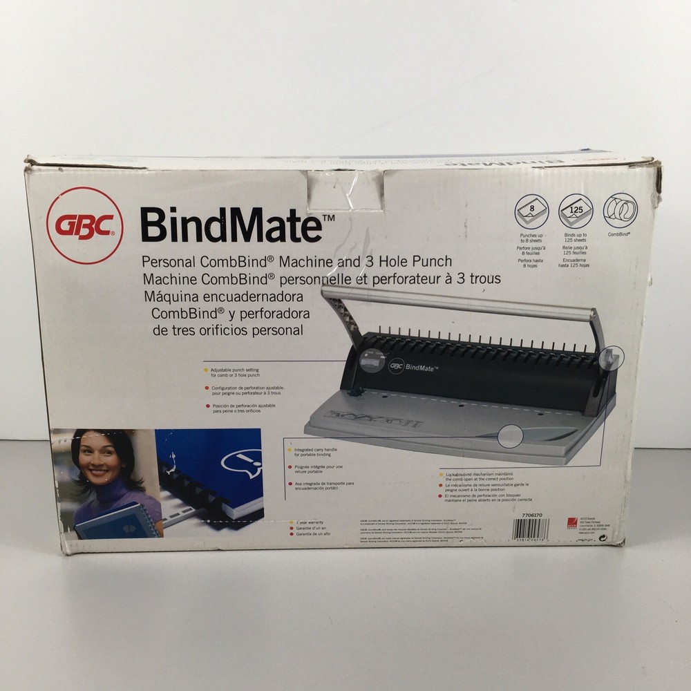 GBC BindMate Personal CombBind Machine #7706170 Hole Punch Binding Covers Spines